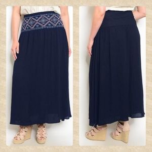 NWT Embroidered Boho Gauze Maxi Skirt!.